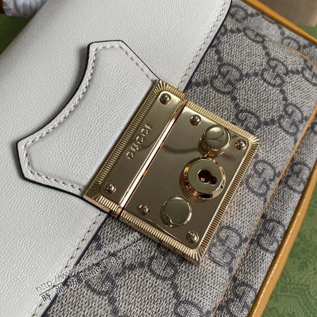 Gucci新款女包 古馳白/黃拼色手提肩背包 Gucci小鎖扣郵差包 658487  ydg3073